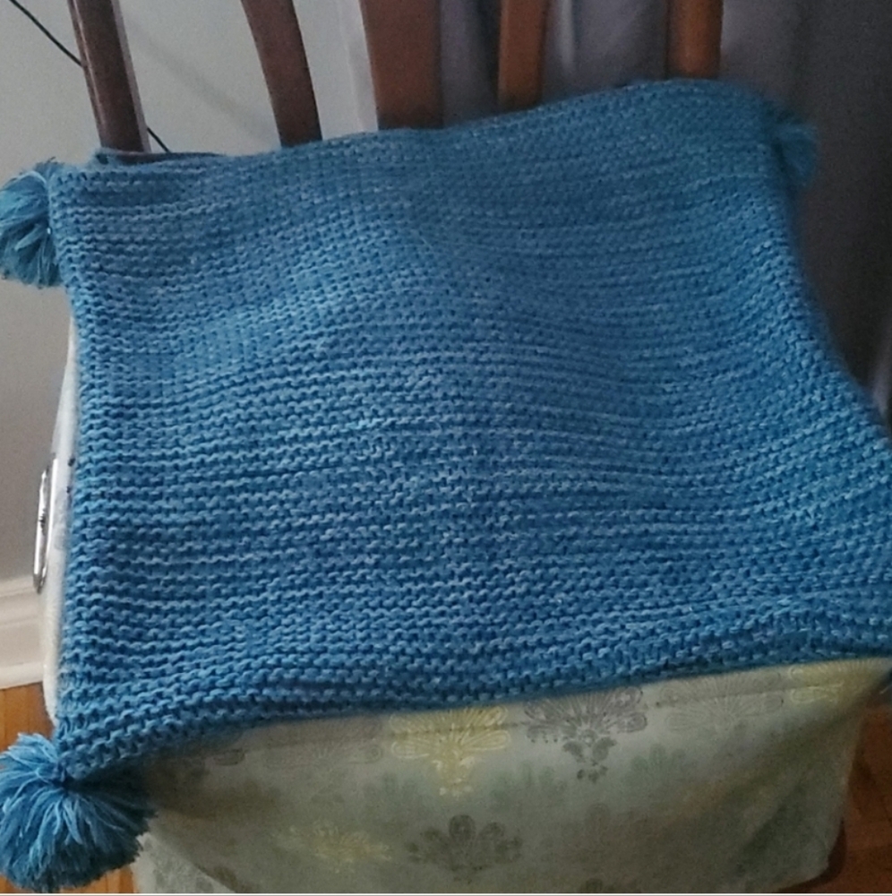 Blue Knitted Pillow Cover